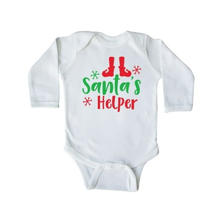 

Inktastic Santa s Helper Elf Shoes Christmas - Red Green Gift Baby Boy or Baby Girl Long Sleeve Bodysuit