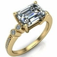 thumbnail image 2 of HeartsAndYou 2.7ct Emerald Cut Moissanite Solitaire Bezel Set Accent Ring 18k Yellow Gold over Silver, 2 of 9