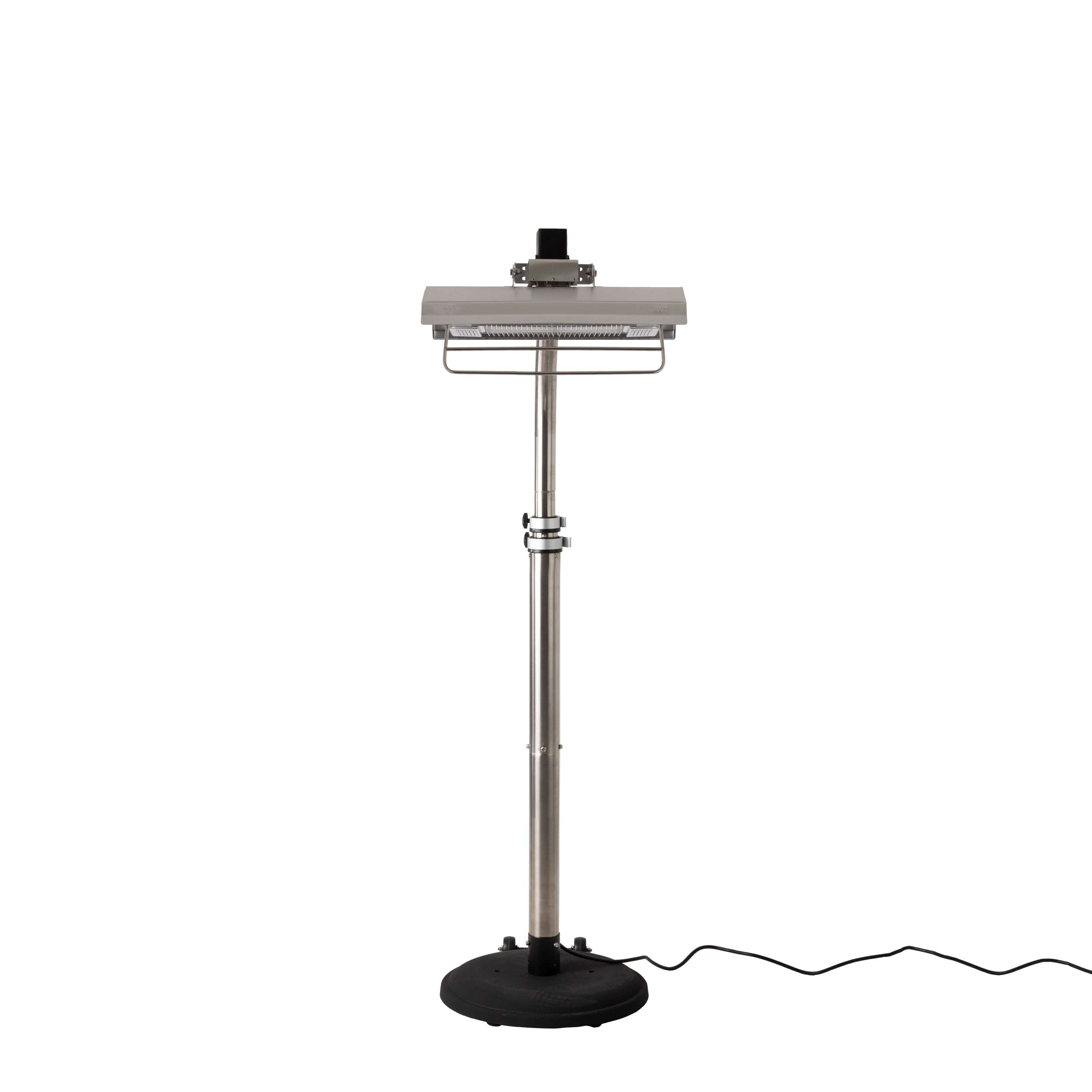 Fire Sense Telescoping Pole Mounted Patio Heater With Wheels Powder Coated Steel Tip-Stainless Steel