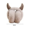 thumbnail image 5 of Opolski Winter Earmuff Foldable Plush Horn Decoration Solid Color Fluffy Keep Warm Thick Unisex Costume Prop Lady Winter Ear Cover Winter Headdress Pink Purple, 5 of 7