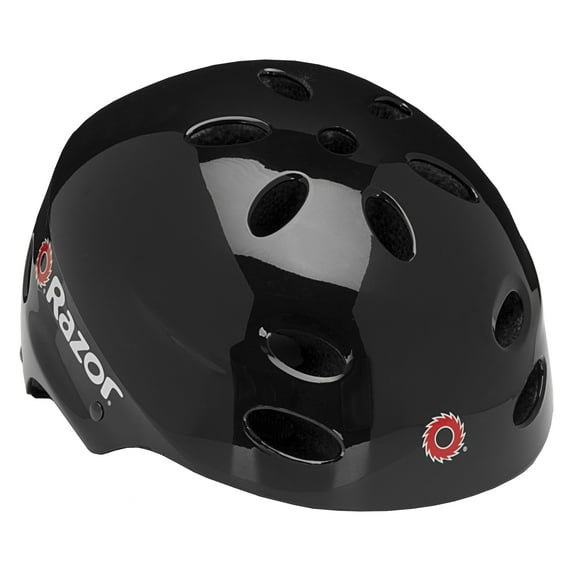 Razor V-17 Youth/Teen Dual-Sport Helmet with Adjustable Straps, Glossy Black