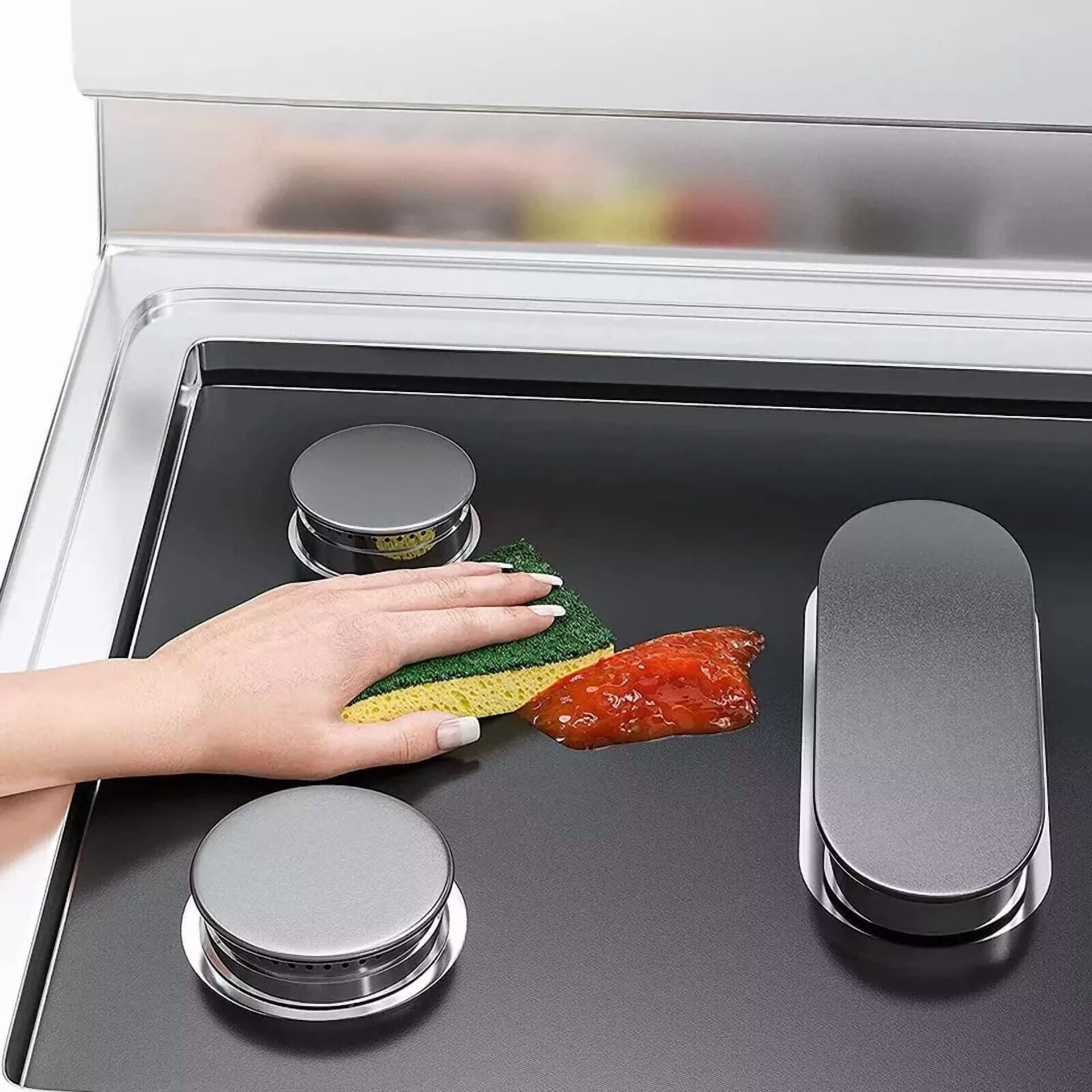 2Pcs Gas Range Stove Top Burner Cover Protector Reusable Non-Stick Liner Kitchen