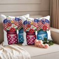 thumbnail image 2 of Independence Day Pillow Covers 2 Pack American Flag Red Blue Bottle Flowers Pillowcase Waterproof Outdoor Throw Pillow Cover for Patio Garden Square Cushion 20”x20”, 2 of 9
