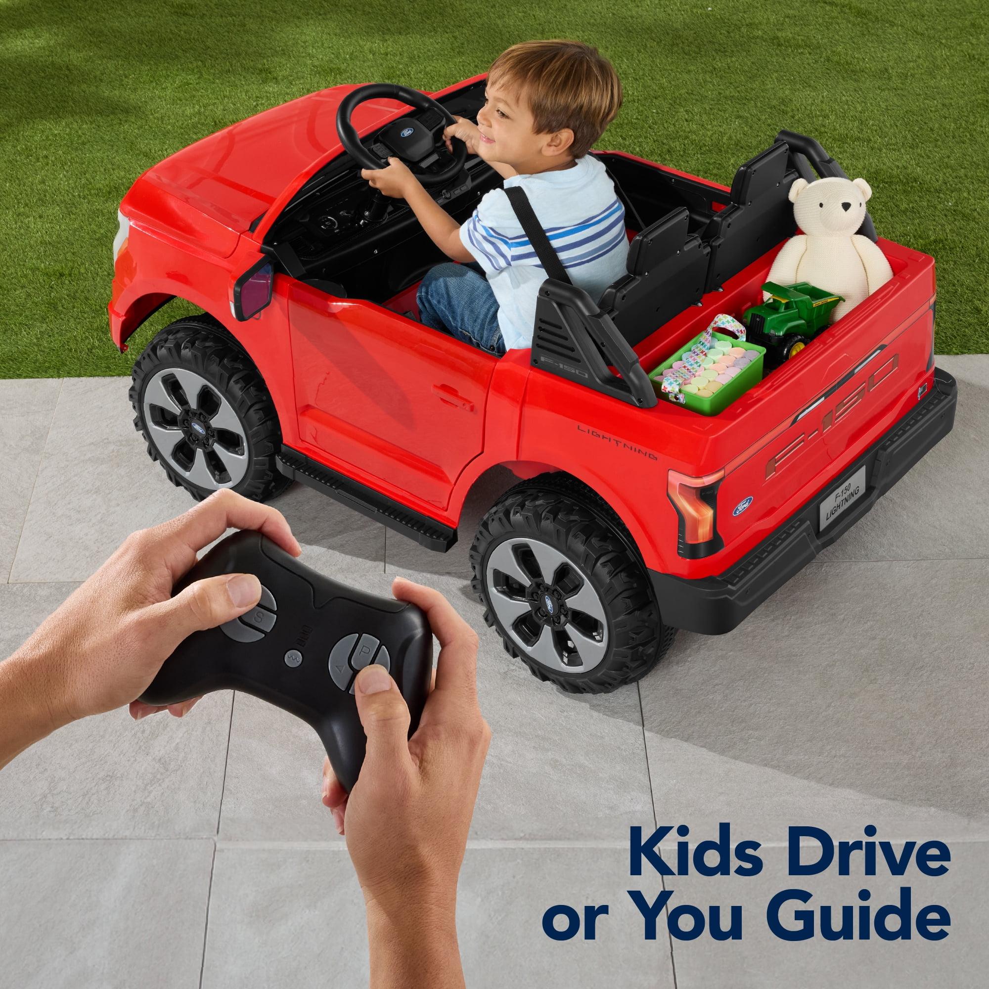 Best Choice Products Kids 24V Ride On Truck Officially Licensed Ford Lightning w/ Remote, LED Lights, 2 Speeds - Red