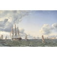 thumbnail image 2 of Emanuel Larsen 18x13 Gold Ornate Wood Frame and Double Matted Museum Art Print Titled - The Line Ship 'Valdemar' Crosses the Strait for a Fresh Bramic Sailing (1856), 2 of 4