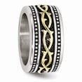 thumbnail image 4 of Stainless Steel Antiqued and Yellow IP-plated 13.25mm Ring Size: 12; for Adults and Teens; for Women and Men, 4 of 6