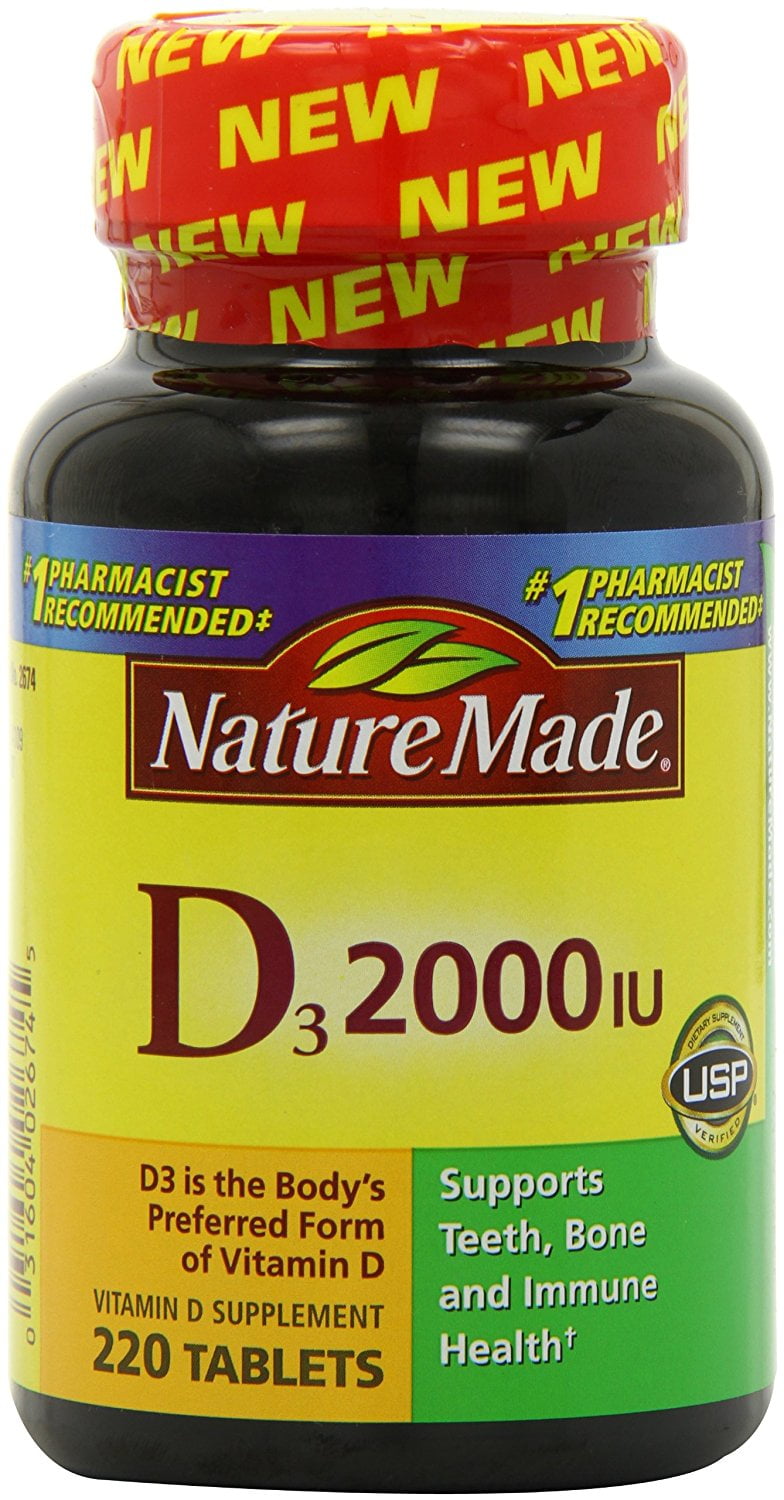 Nature Made Vitamin D3 2000 Iu Tablets 220 Ct Value Size