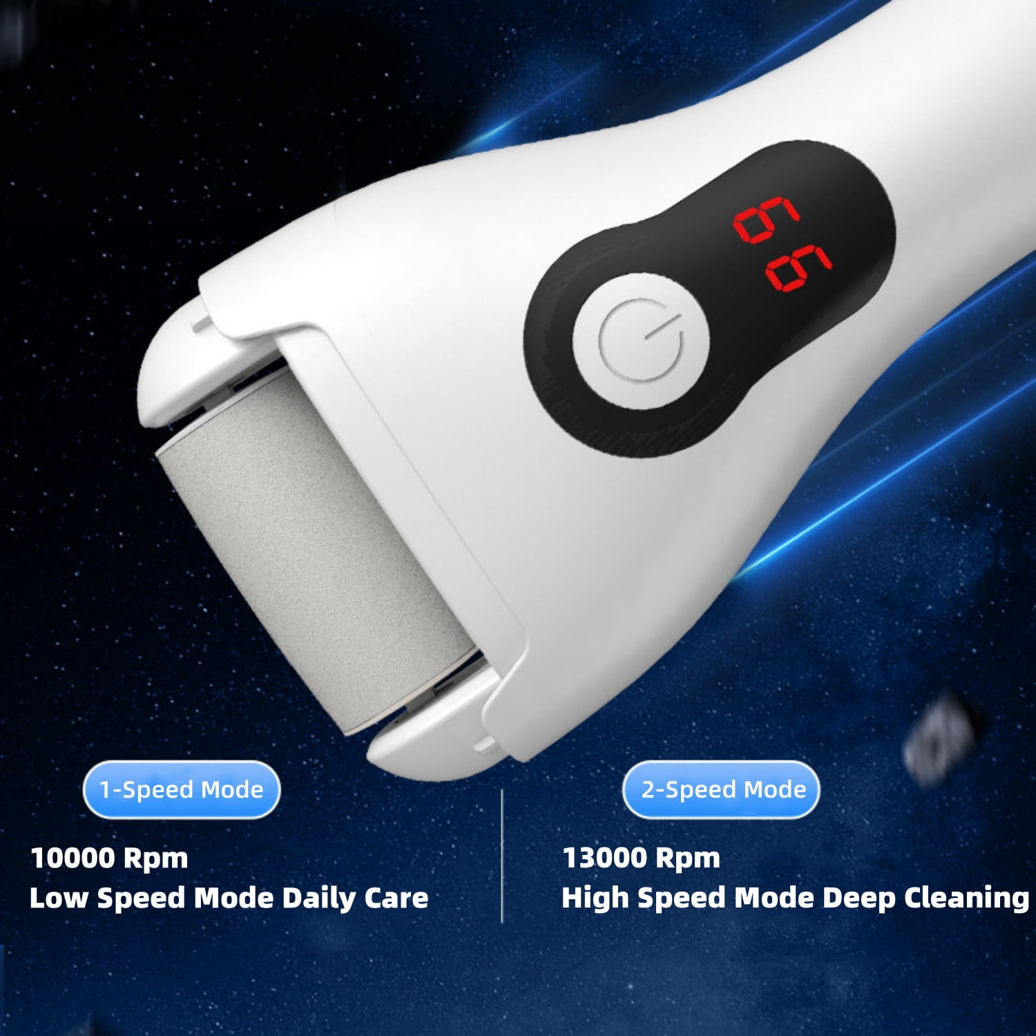 INSMART Electric Foot Callus Remover for Feet,Rechargeable Pedicure Tools Foot Care Feet File, Callus Remover Kit With 3 Coarse Roller Heads Smart LED Light for Dead,Hard Cracked Dry Skin