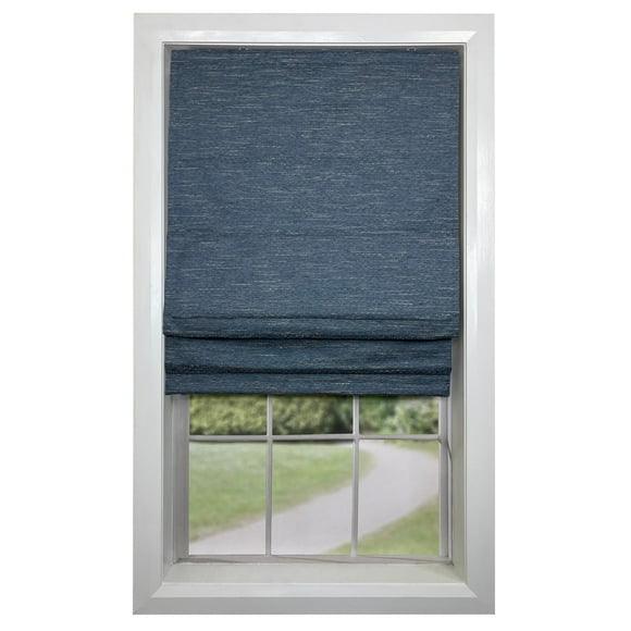 Versailles - Cordless Roman Shade, Caesar Collection, Room Darkening Fabric, 38" x 63", Blue