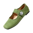 thumbnail image 2 of HTHLVMD Ballerines Mary Jane en Suède, Chaussures à Boucle en Strass, Chaussures Décontractées Confort pour Femmes, Ballerines Classiques pour Femmes à Bout Rond avec Bride à Boucle Sécurisée pour un Port Quotidien Confortable et Stylé, Vert 7, 2 of 6