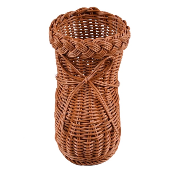 FOMIYES 1Pc Brown Woven Rattan Basket Decorative Storage Container for Home Use