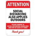 thumbnail image 1 of SignMission OS-NS-P-1014-25453 Covid-19 Notice Sign - Attention Social Distancing Also Applies Outdoors, 1 of 1