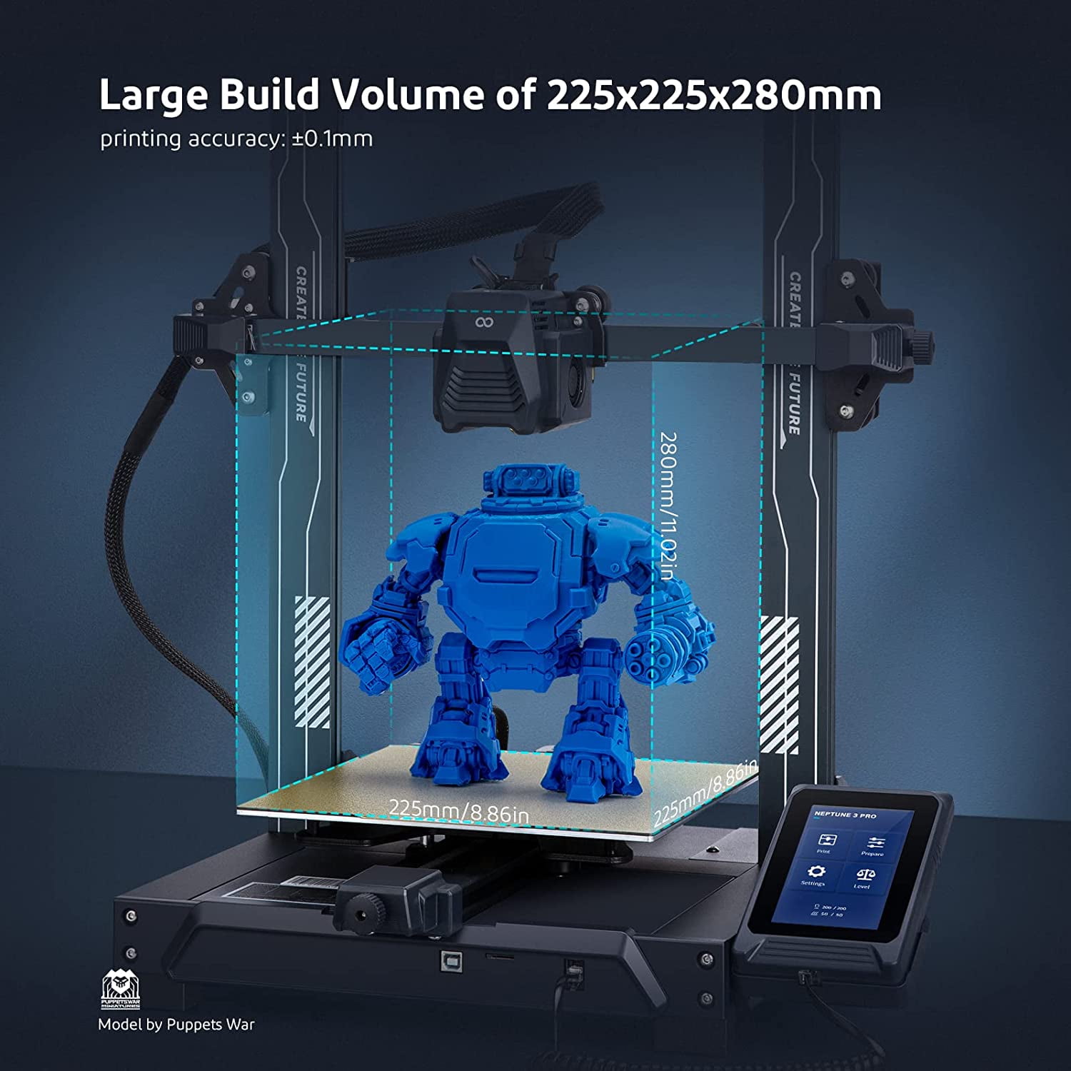 ELEGOO Neptune 4 Pro FDM 3D Printer DIY with Printing Size 225x225x265