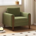 thumbnail image 2 of Oversized Green Teddy Velvet Accent Chair for Living Room, Mid-Century Modern Armchair with Walnut Legs, Curved Handrail, 33.5"W x 35.5"D, 2 of 17
