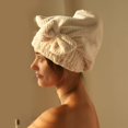 thumbnail image 4 of Toalla de baño de secado rápido para el cabello para mujer, gorro de toalla envolvente con lazo para Spa, accesorios de baño, gorros gruesos, gorro de ducha de diseñador, 4 of 5