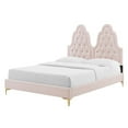 thumbnail image 1 of Tufted Platform Bed Frame, Twin Size, Velvet, Pink, Modern Contemporary Urban Design, Bedroom Master Guest Suite, 1 of 10
