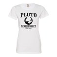thumbnail image 1 of Womens Pluto Never Forget 1930 - 2006 Funny Science Deluxe Soft T-Shirt, 1 of 1