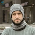 thumbnail image 3 of Deago Men's Warm Knit Hat, Scarf & Glove Set, Gray, 2-Piece, 3 of 10