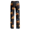 thumbnail image 5 of Halloween Pajama Pants for Women Spooky Pumpkin Print Elastic Waist Comfy Lounge Pjs Pants, 5 of 5