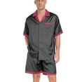 thumbnail image 2 of MINTREUS Men Satin Silk Pajamas Set with Pockets Sleepwear Shorts Satin Loungewear 2 Piece Button Down Set, 2 of 6