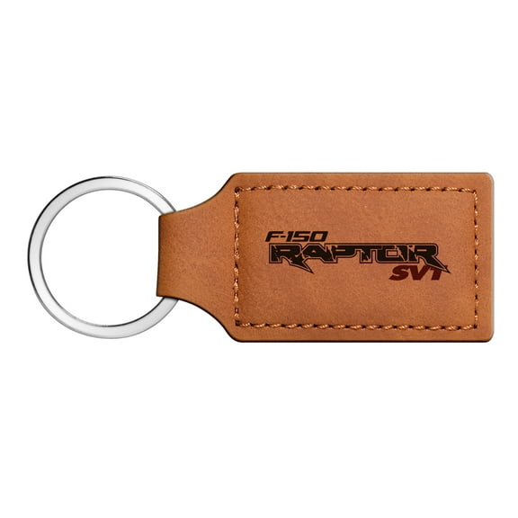 iPick Image for Ford F-150 Raptor Rectangular Brown Leather Key Chain, Official Licensed