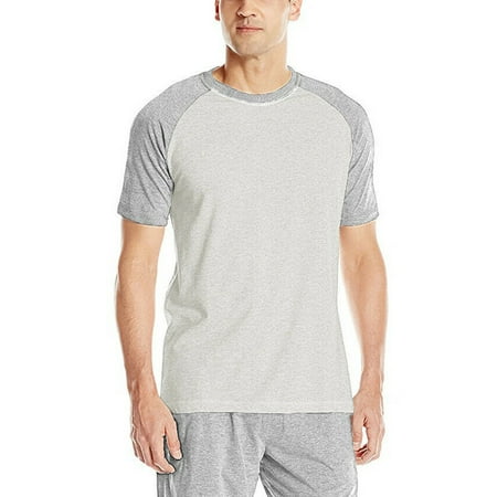 Hanes Men's X-Temp Short Sleeve Raglan T-Shirt Heather Grey/Light Grey