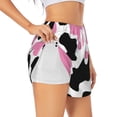 thumbnail image 3 of Lsque Cow Spots Printed Women's Running Shorts with Liner Pockets,Elastic Quick Dry Workout Athletic Gym Yoga Shorts,Womens High Waist Shorts-XX-Large, 3 of 9