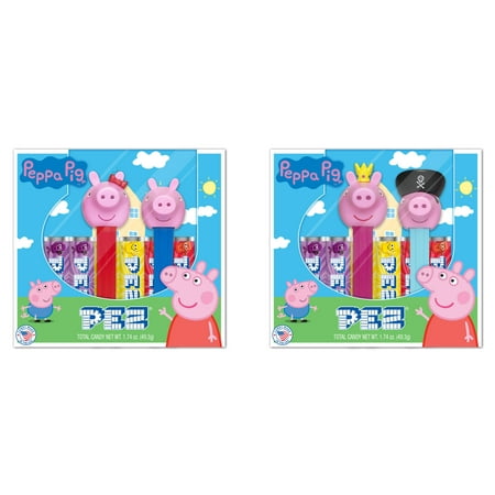 PEZ Candy Peppa Pig Twin Pack, 2 Candy Dispensers Plus 6 Rolls Assorted Fruit Candy, 1 Count, 1.74 oz