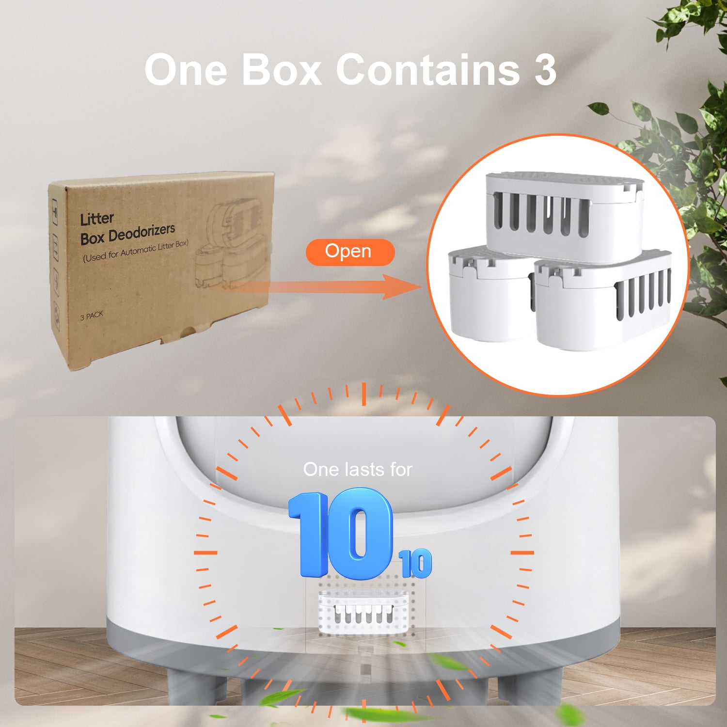 Cat Litter Box Deodorizers, Compataible with Dlopede Automatic Cat Litter Box , Air Freshener for Self-Cleaning Litter Boxes Refill Cartridges, Long-Lasting Odor Elimination (3-pack)