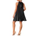 thumbnail image 3 of INSPIRE CHIC Robe Femme Col Licou Sans Manches Plissée Printemps Été Décontractée Robe d'Été L Noir, 3 of 6