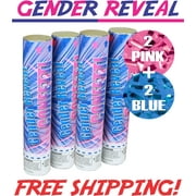 Gender Reveal Confetti Cannons 2 Pink and 2 Blue
