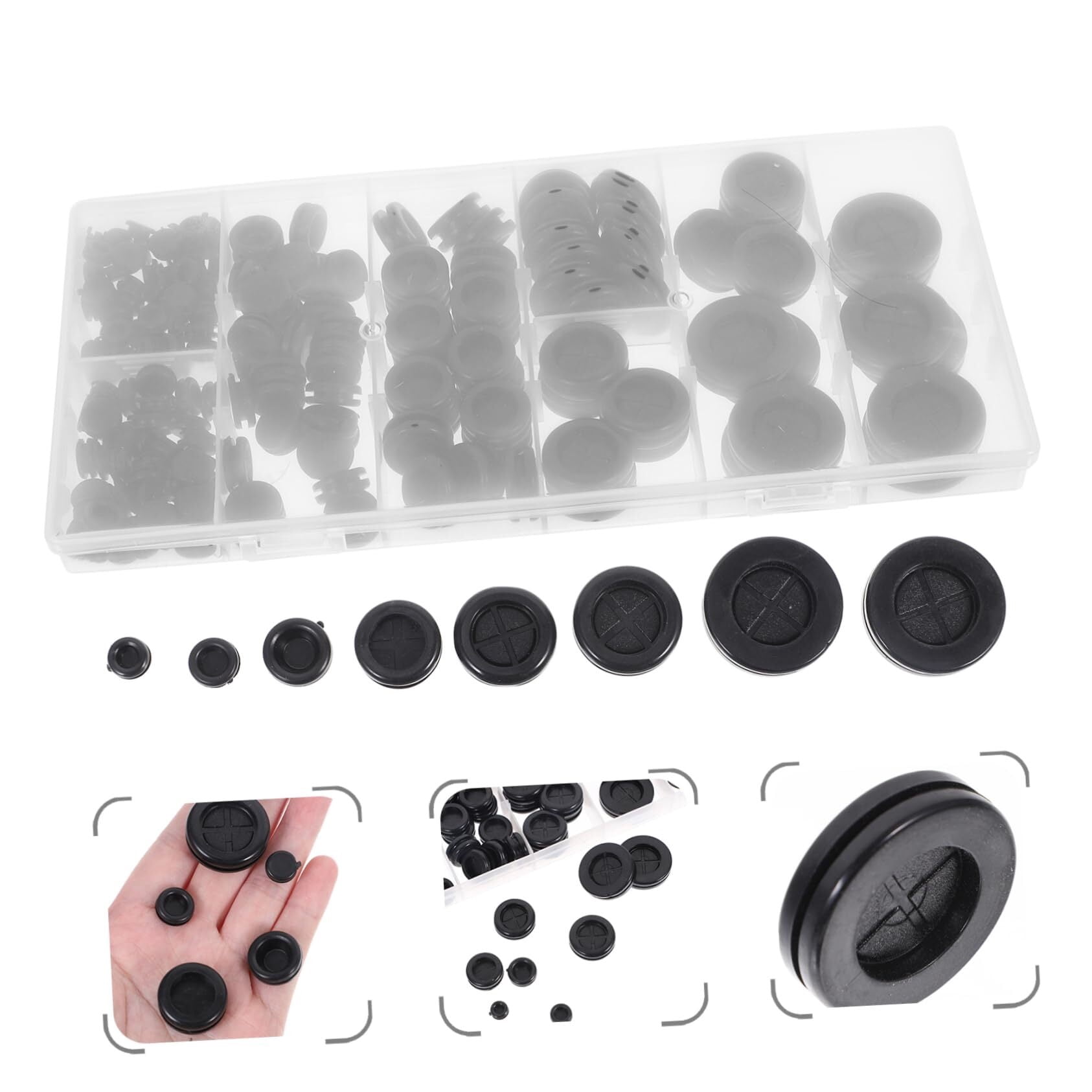 170 Pcs Guard Ring Guard Coil Cable Managment Wire Grommet Car Kit Gasket for Wiring Automotive Electrical Appliances Hole Plugs Rubber Plugs for Wiring Assorted Black