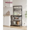 thumbnail image 1 of Bakers Rack with Charging Station, 80 cm Coffee Bar with Adjustable Storage Shelf, Microwave Stand, Grid Panel, 12 Hooks, for Kitchen, Heather Greige and Ink Black, 1 of 8