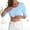 B_ Light Blue, variant on Olyvenn Women Seamless Built-in Bra 3/4 Sleeve Shirts Crewneck Slim Fit Basic Tee Tops Casual Base Layer Undershirts T-Shirts Army Green XL