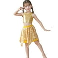 thumbnail image 3 of HXWCHs Robe Chandail en Tricot Filles Robe de Performance Asymétrique à Couches avec Shorts Intégrés Jupe Tutu pour Fêtes Dansantes et Or 3-6 Ans, 3 of 6