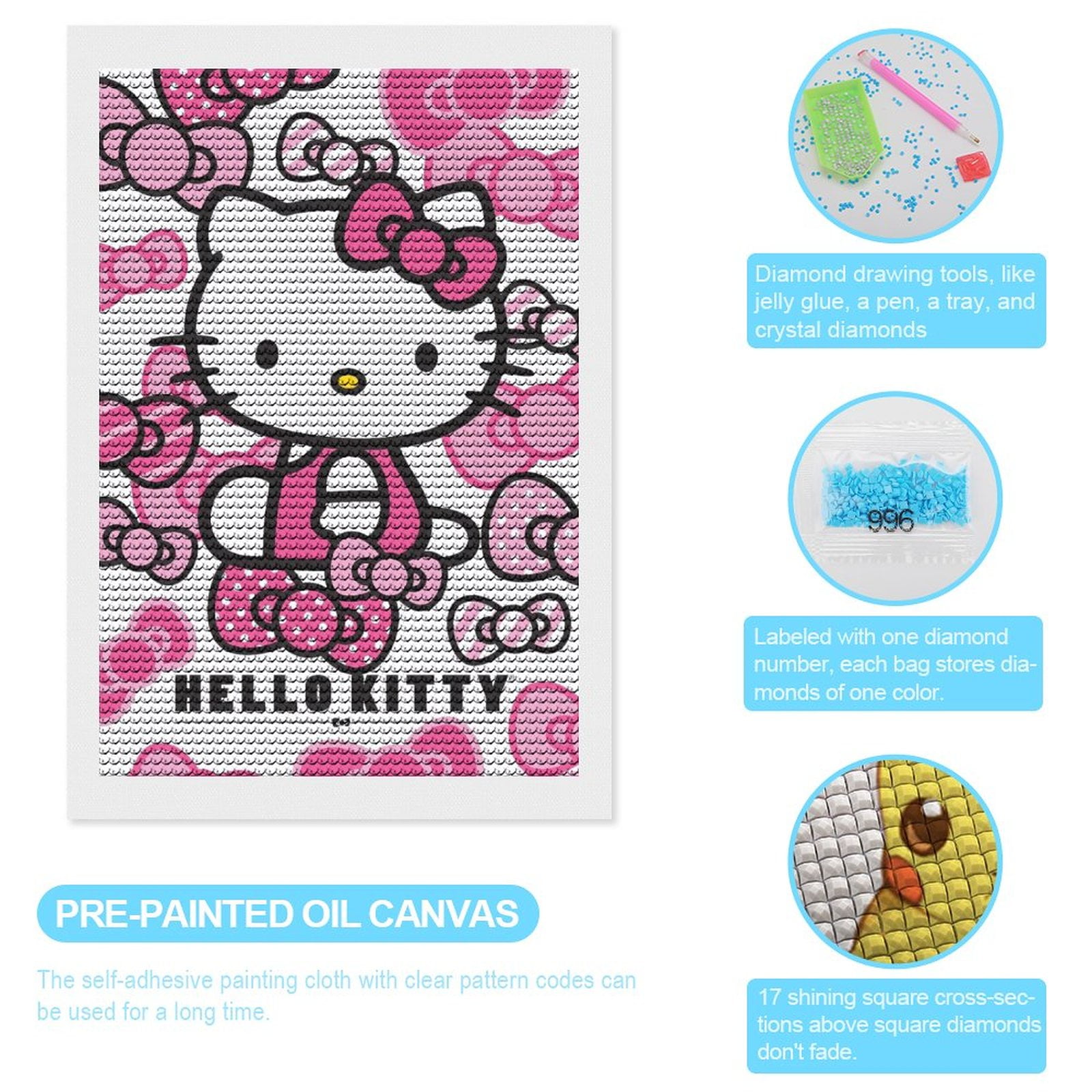 Hello Kitty Cartoon full round or square drill diamond painting