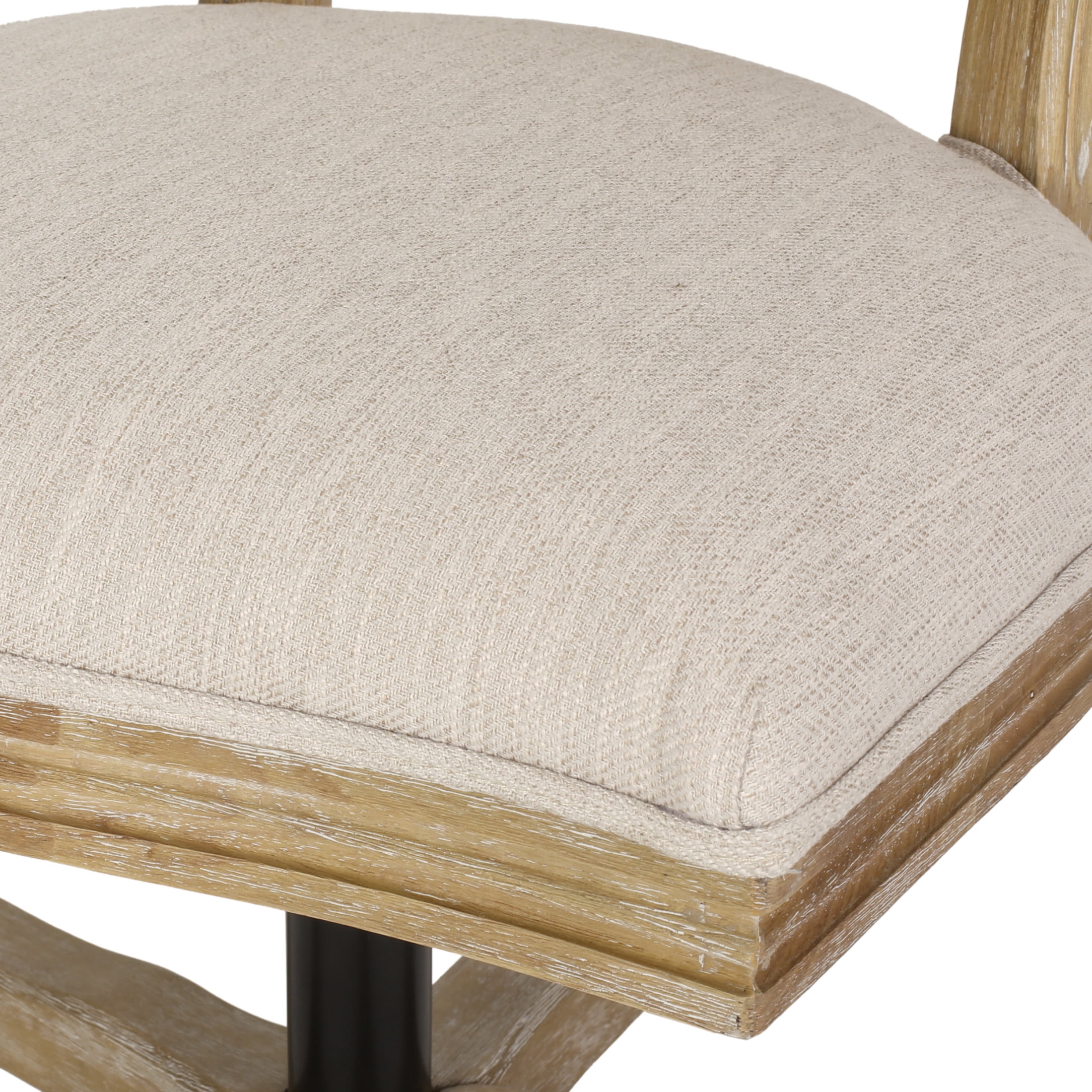 Elliston Upholstered Swivel Office Chair, Beige and Natural