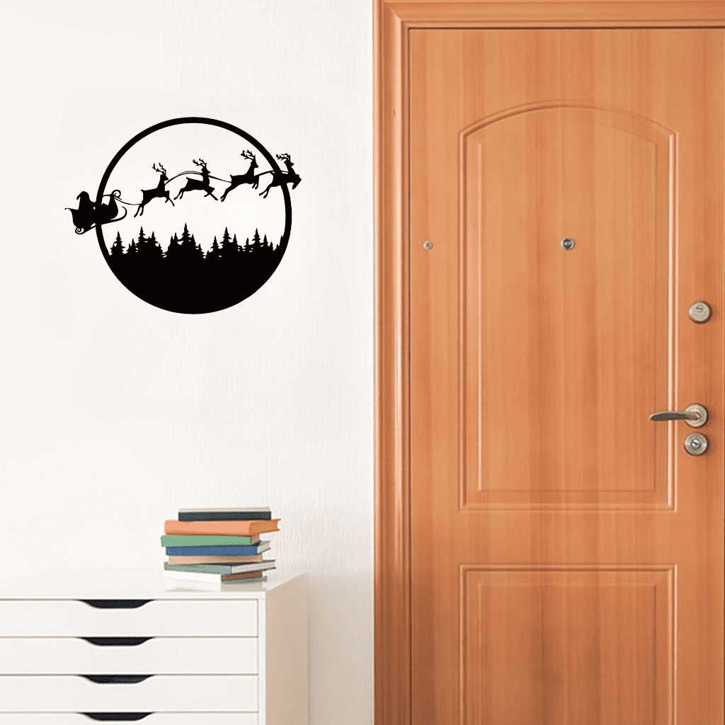 Halloween Christmas Double Sided 24 Inch Metal Wall Sign Reversible Seasonal Hanging Decor