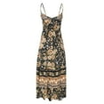 thumbnail image 5 of Summer Saving Wycnly Summer Dresses for Women Beach Bohemian Vintage Tie Waist Spaghetti Strap Long Sundresses 2024 Sleeveless V-Neck Floral Print Maxi Formal Dress Black l, 5 of 5