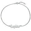 Personalized Women's Sterling Silver Print Script Name Anklet