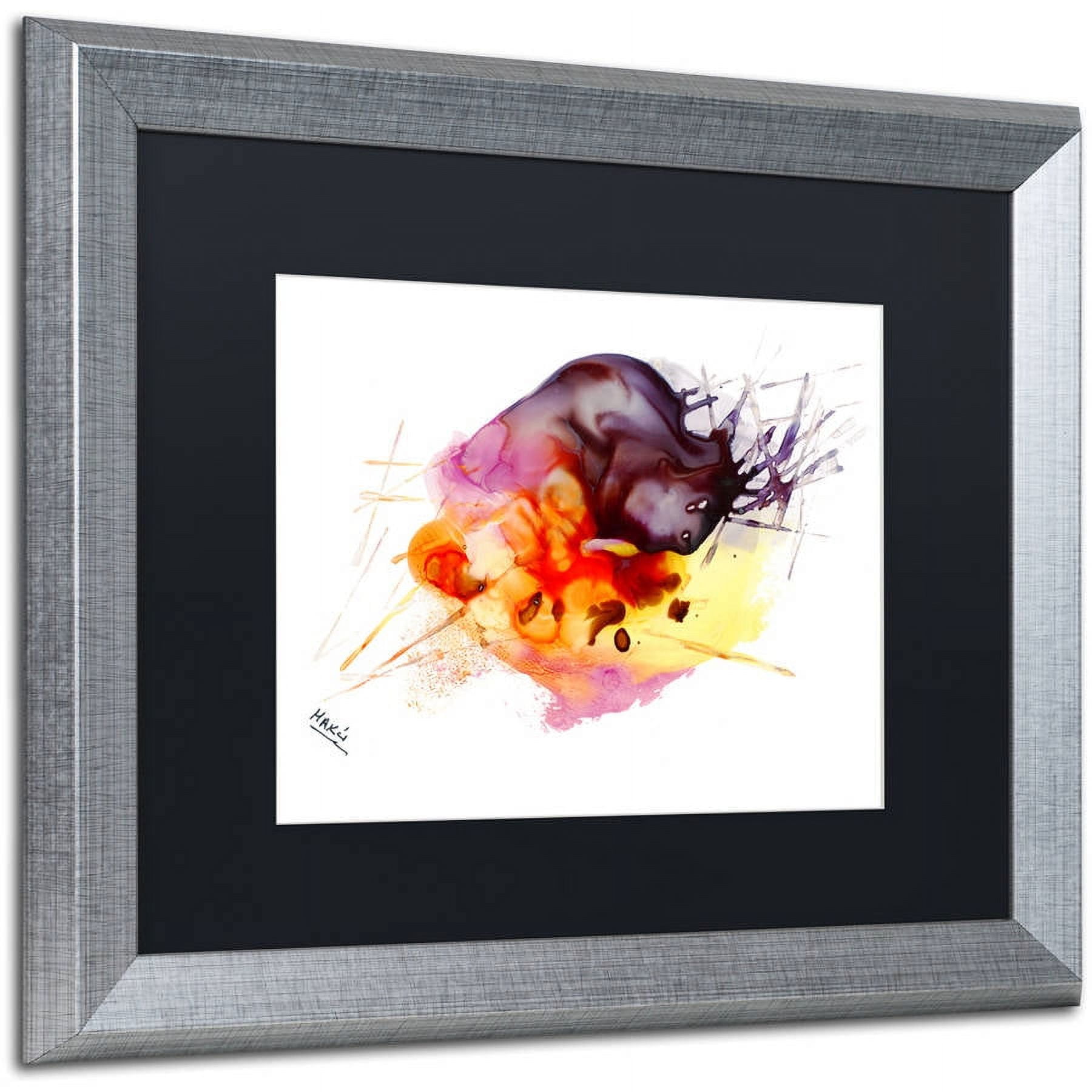 Trademark Fine Art "Abstract 10" Canvas Art by Mako, Black Matte, Silver Frame