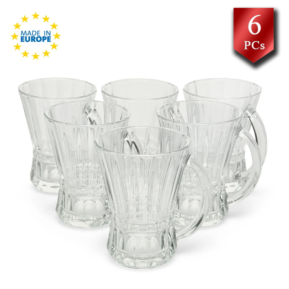 AVLA 4 Pack Vintage Glass Coffee Mugs, 8 OZ Clear Embossed Tea Cups,  Transparent Drinking Glassware …See more AVLA 4 Pack Vintage Glass Coffee  Mugs, 8