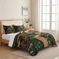 thumbnail image 5 of Twin Quilt Set 68''x86'', Forest Lightweight Summer Bedspread Coverlet Set with 2 Pillow Shams, Vintage Cottage Mushroom Tree Floral Green Breathable All Season Quilt Bedding for Dorm/Bedroom, 5 of 9