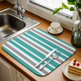 thumbnail image 3 of Dish Drying Mat for Kitchen Countertop, Turquoise, White and Grey Stripes Absorbent Dish Mat Quick Dry Non Slip Draining Mat Kitchen Drying Pad for Dishes Utensils 16x18 Inch Striped Pattern, 3 of 9