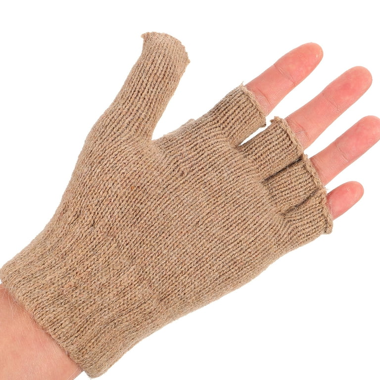 Women Winter Warm Wool Knitted Convertible Fingerless Gloves With