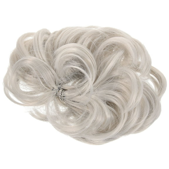 jojofuny Curly Hair Pieces for Women 1Set Grey Silver Synthetic Fabric Elastic Rope Ponytail