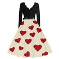 thumbnail image 4 of Valentines Day Dresses Scalloped Neck Fit and Flare Dress with Heart Print Waist Vintage Style Skater Midi for Women Hot Pink S, 4 of 4