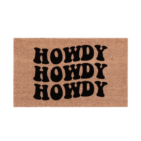 Funny Howdy Doormat 35.43 x 23.62 Inch Brown & Black Welcome Door Mat, Farmhouse Entryway Rug for Front Door Porch Patio, Non Slip Dirt Trapper Indoor Outdoor Floor Mat