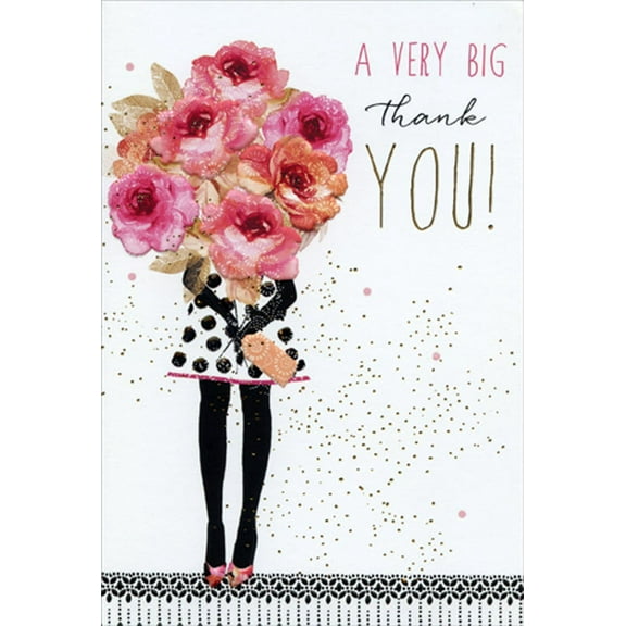 Pictura Girl With Roses Very Big Thank You Sara Miller Thank You Card