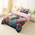 thumbnail image 2 of Erosebridal Chic Hummingbird Twin Comforter Sets for Girls, Pink Flower Floral Bedding Set, Pink Reversible, 2pcs, 2 of 6